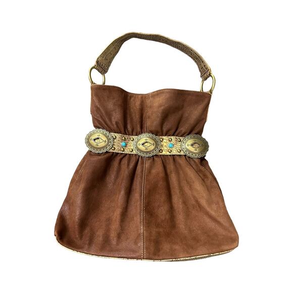 Kathy Van Zeeland Handbags - Kathy Van Zealand hobo style purse with western turquoise detail